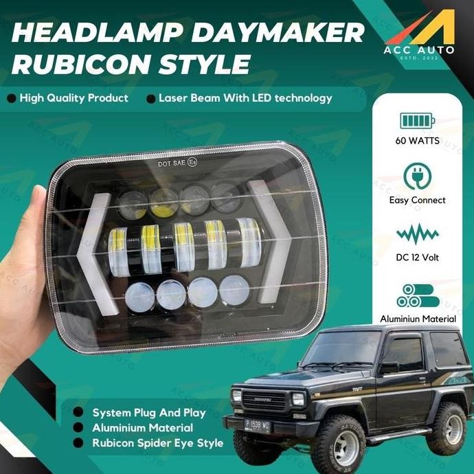 New Lampu LED Daymaker 7 Inch Petak Head Lamp LED Mobil Jeep Taft GT Offroad