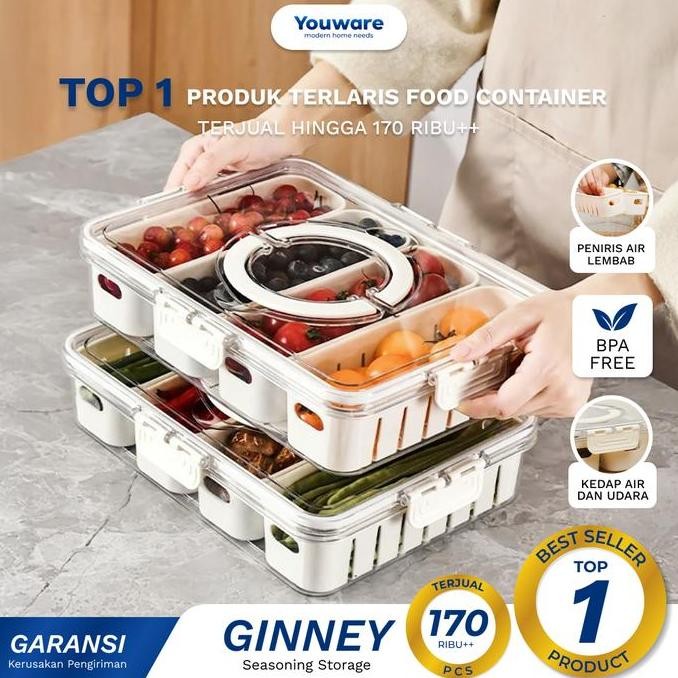 Youware - Ginney Food Container / Kotak Plastik penyimpanan makanan ringan Tempat makan bumbu dapur 