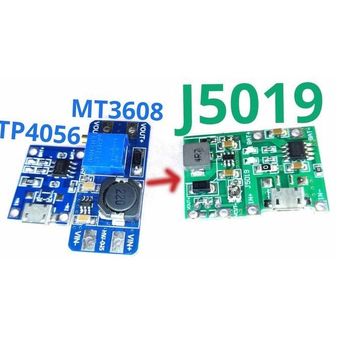 MODUL TP4056 CHARGER +MT3608 STEP UP BOOST 18650 BATTERY CAS MICRO USB