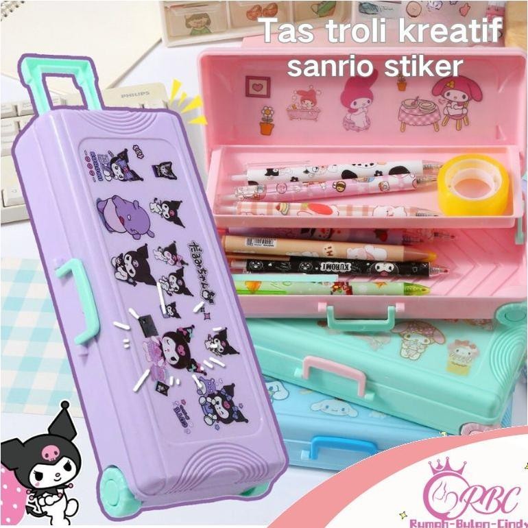 

Et-98 Large Capacity Kawaii Pencil Cases + Sanrio Stiker For Girls Office Student Stationery Organizer School Supplies Et-98