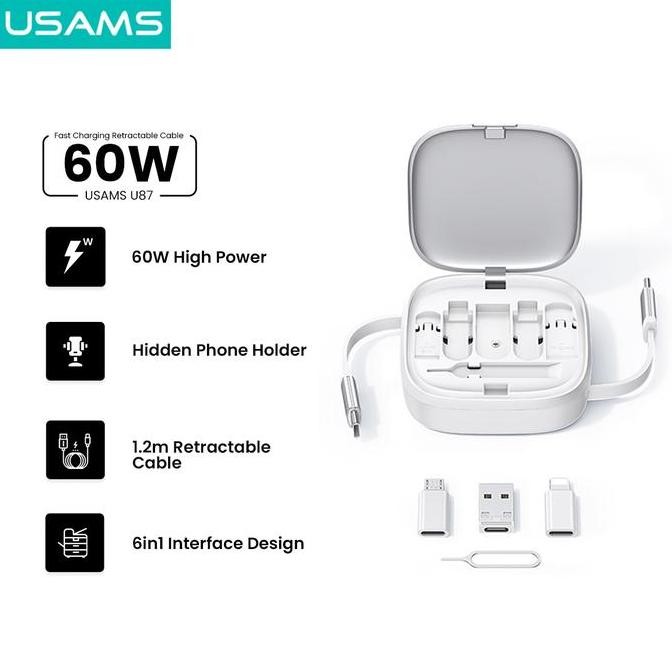 ASLI USAMS U87 KABEL FAST CHARGING TYPE C MULTIFUNCTIONAL STORAGE SET BOX CABLE