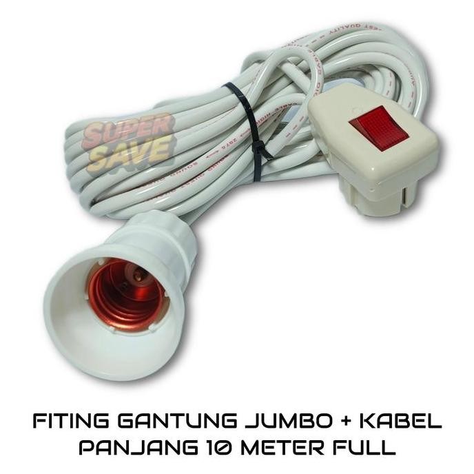 ASLI FITING GANTUNG JUMBO + KABEL STEKER + SAKLAR 5M 10M 15M - LAMPU GANTUNG KOMPLIT