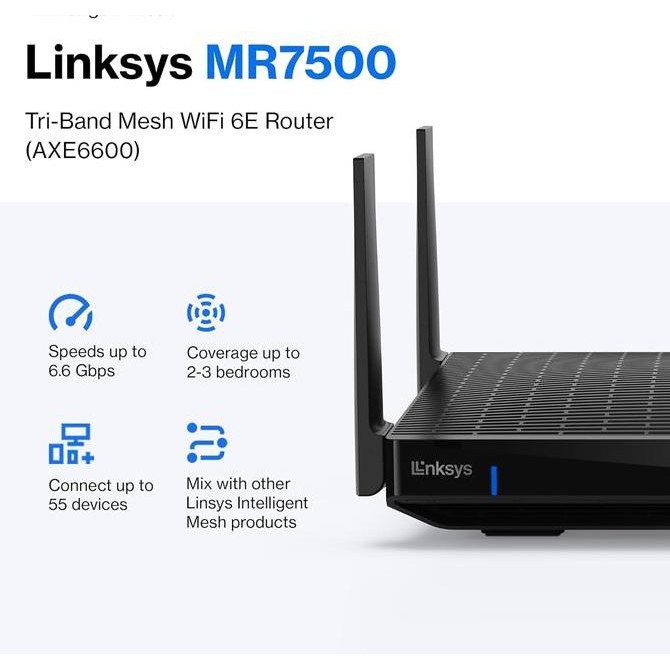 Linksys Hydra Pro Mr7500 Axe6600 Wifi 6E Tri Band Mesh Router New Stok