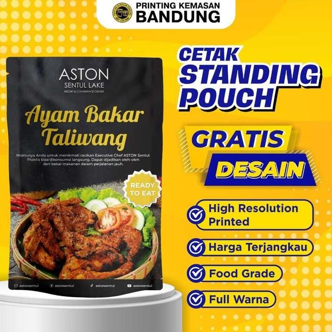 HARGA DISC - CUSTOM CETAK STANDING POUCH KEMASAN MAKANAN RINGAN CEMILAN SNACK