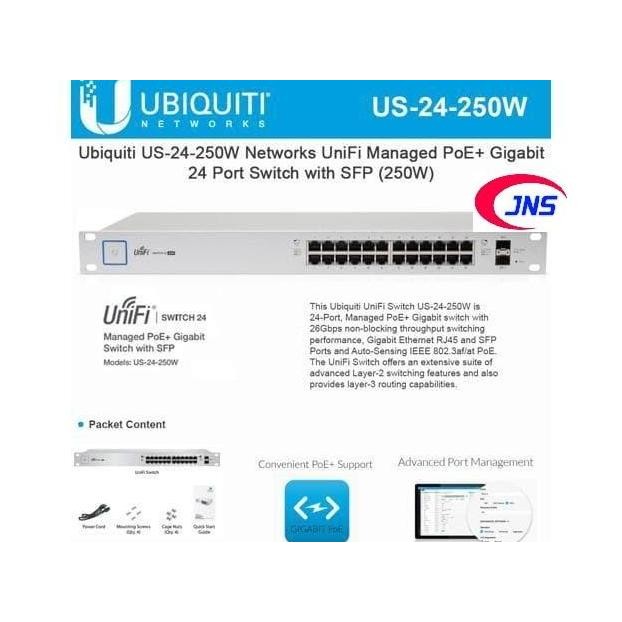 Unifi Switch 24Port 250W / Us-24-250W New Stok