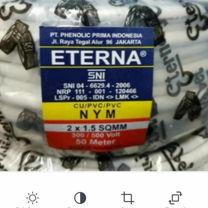 Kabel Eterna 2X1,5 50 Meter/Kabel Kawat Eterna Nym 2X1,5 50 Meter