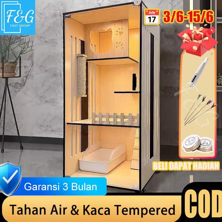 Kucing Deluxe Cage House Woodcat House Rumah Besar untuk Kucing Pussy Mansion Kandang Kucing dengan 