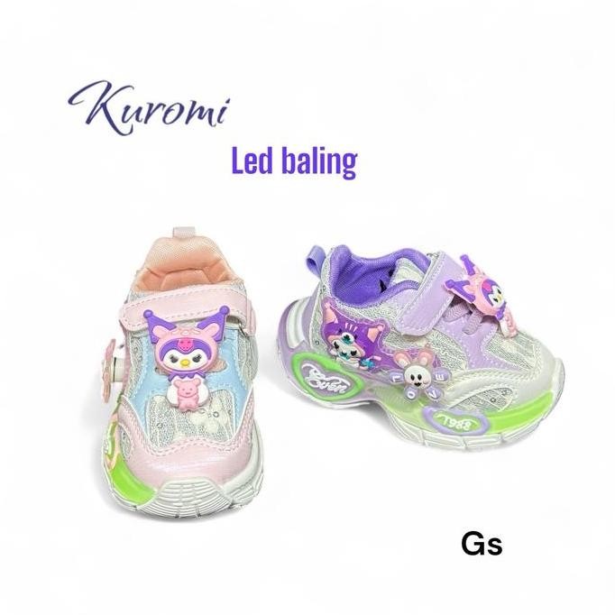 Sepatu anak cewe/perempuan KUROMI led baling -model terbaru fashion
