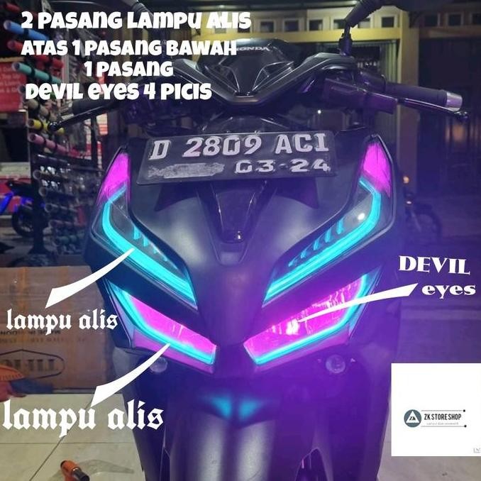 READY PAKET LAMPU ALIS DRL MOTOR VARIO 125 150 NEW + DEVIL EYES VARIASI LED