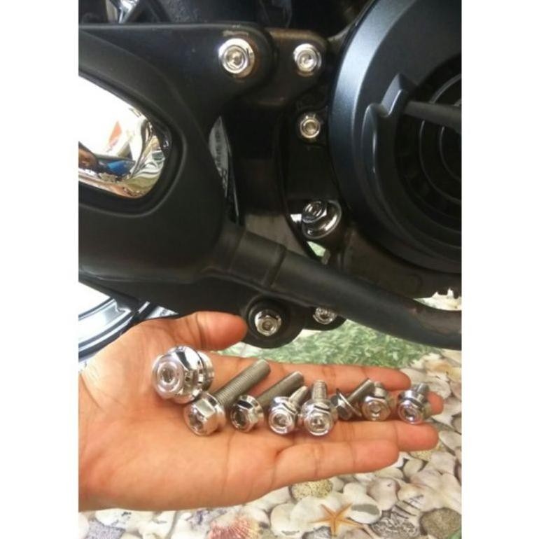 paket baut probolt kenalpot yamaha mio fino soul steanlist 2 kunci