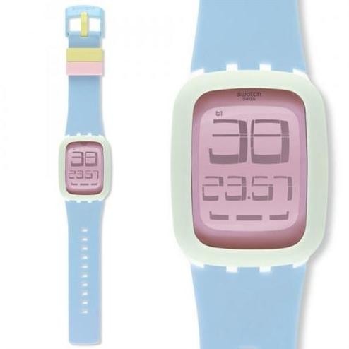 new  Swatch Digital Jam Tangan Karet Unisex SURW114 Pastis Original