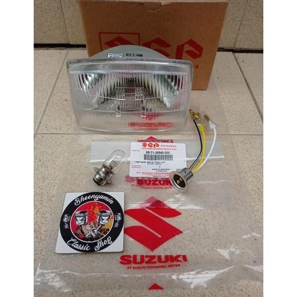 Paket Lampu Depan Reflektor Headlamp Head Lamp Headlight Socket Fitting Bohlam Lampu Suzuki RC 80 RC