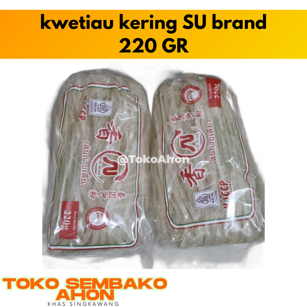 

kwetiau kering SU brand 220 gr / mie kwetiaw / kwetiaw kering / kwetiau / kuetiaw / Mie Kering Kwetiau SU / Kwetiau Datar Kering / Kwetiau Goreng Siap Masak