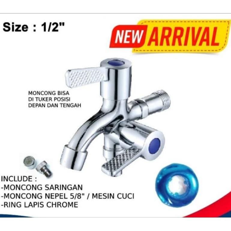 Kran Double Shower K-Tul Onda 1/2" / Kran Mesin Cuci /Double Kran Cabang Onda