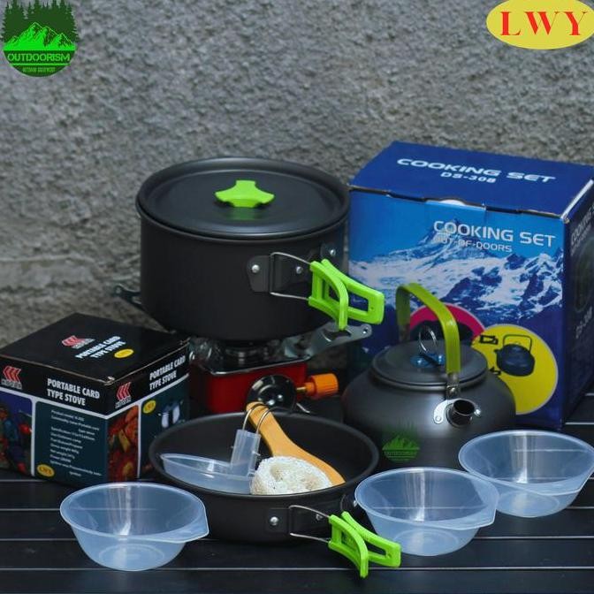 Paket Ds 308 + Kompor Kotak | Paket Hemat Cooking Set Ds 308 Orange + Kompor Kotak Kovar Alat Masak 