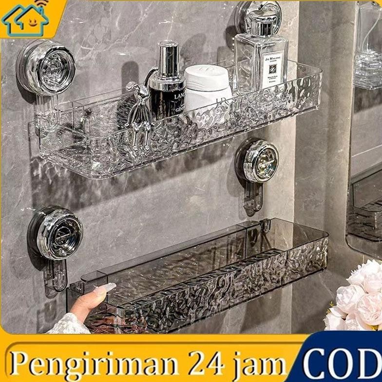 Rak Kamar Mandi Model GLETSER / Rak Tempat Sabun Shampoo Multifungsi - HERA-HANGER Tanpa Perlu Bor