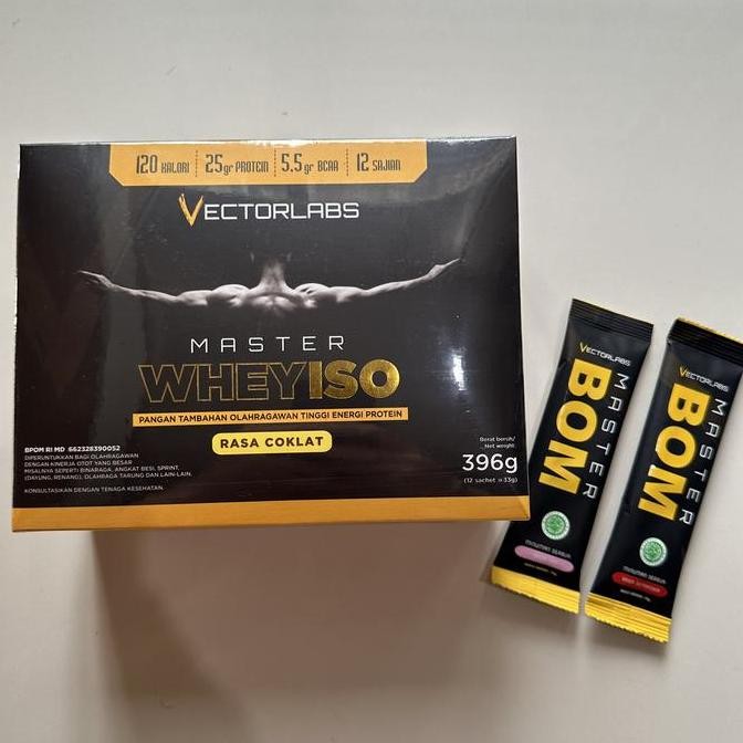 [mochstore] Vectorlabs master whey iso 12 sachet free 2 sachet suplemen fitness