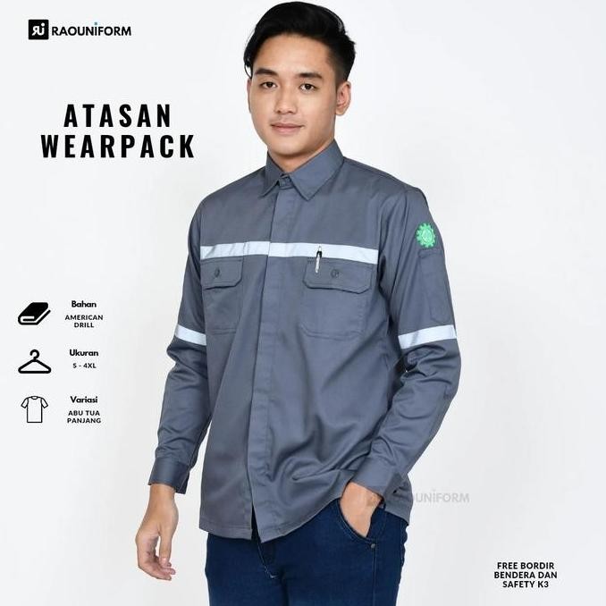 Baju Kerja Proyek/Seragam Kerja Lapangan/Kemeja Safety Lengan Panjang/Baju Proyek Safety/Baju Wearpa