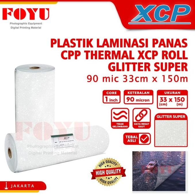 

Promo Plastik Laminasi Laminating Film Hot Panas CPP Thermal XCP Roll Gulungan Album Kertas Foto Photo Paper Digital Printing Undangan ID Card Kartu Nama Buku Kemasan Poster Brosur Art Paper Packaging 90 Micron Glitter Super Bintang Sparkling 33 cm x 150