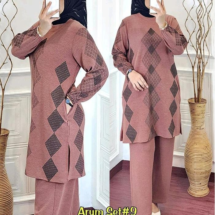 DWF ARUM SET BY MARSELLA / LD120 / Set tunik knit tebal + celana kulot / set wanita kekinian / set c