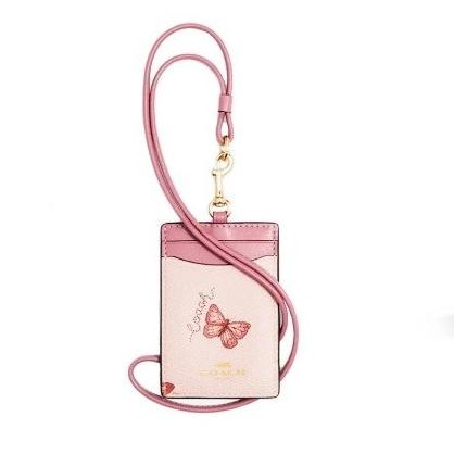 

TERBARU - Coachh CH ID Holder Card Lanyard Original - pink Butterfly rb