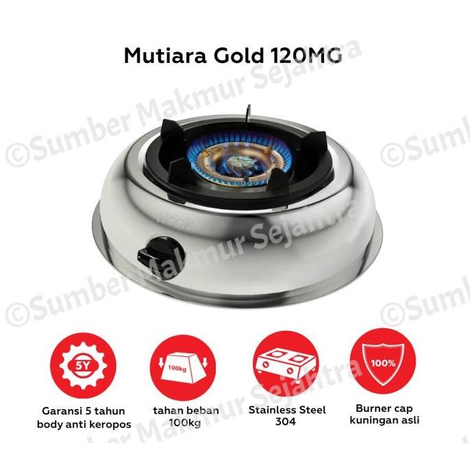 TERMURAH - Kompor Gas Stainless Hock Mutiara Gold 1 tungku - KGB 20MG