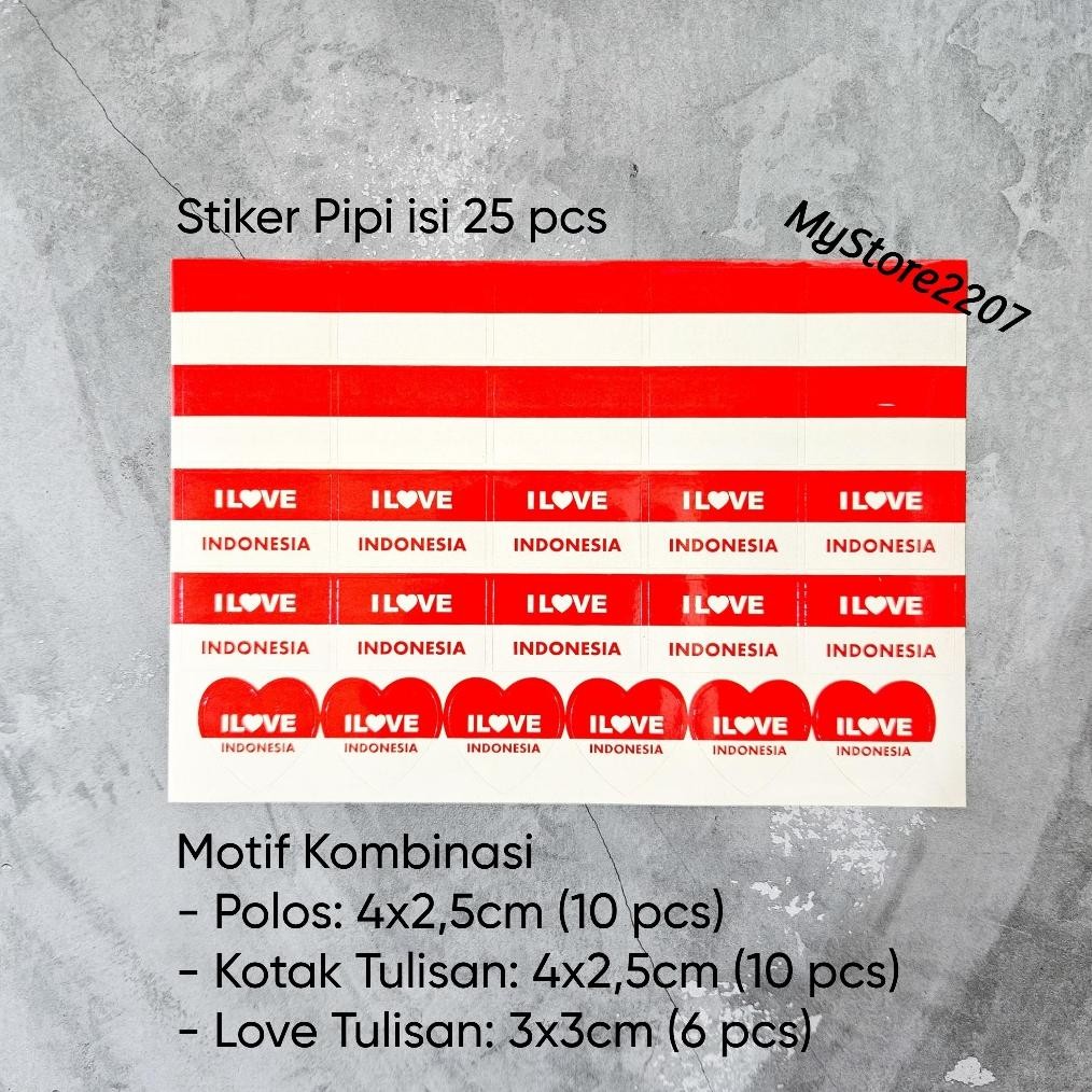 

Se-7 (25 Pcs) Stiker Pipi Merah Putih | Sticker Wajah 25Pcs - Dekorasi 17 Agustus | I Love Indonesia
