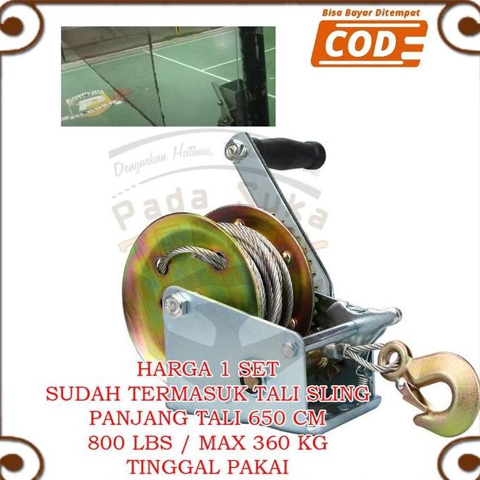 Katrol Tiang Badminton Manual Kerekan Tiang Net Voli Roller Tenis