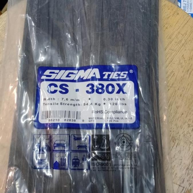 

BEBAS ONGKIR - Kabel Ties / Kabel Tis / Cable Tie CS 380 X 7.6 mm Hitam 38 cm SIGMA