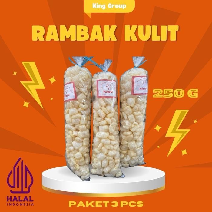 

SEDIA! Kerupuk Rambak kulit Sapi Asli cap KING PAKET 3 pcs khas SOLO Camilan Asin Food Snack Pedas dorokdok viral Cemilan Keripik Ori!!
