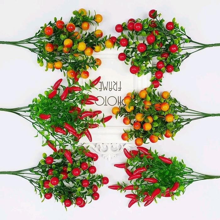 Bunga Plastik Tanaman Buah Cabe Artificial Plastik Bunga Cabe