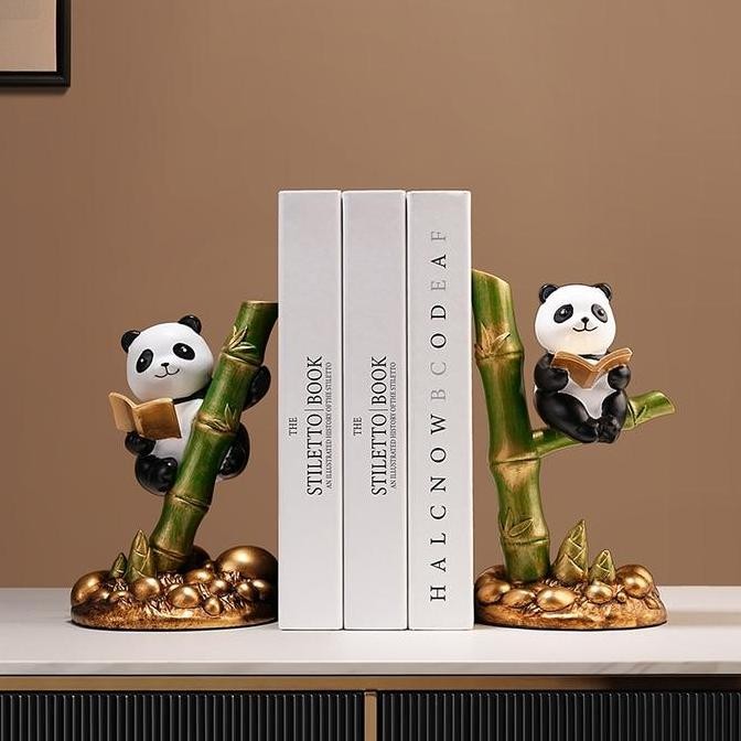 

TERMURAH - Panda Bookends Bamboo Series/ pembatas buku home decor pajangan unik mewah