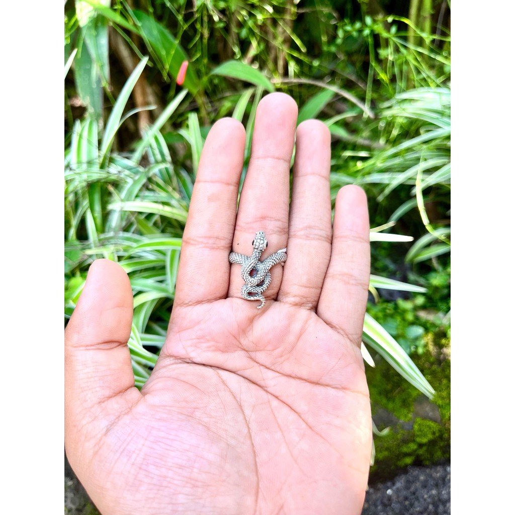 Cincin Rings Motif Ular Batu Permata Onyx Perak Silver Bali Asli 925 Pria Wanita Perempuan Costum