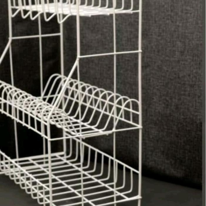 Rak Piring Gelas Gantung Kawat Putih 3 Susun/  Rak. Piring. Wastafel. 3. Susun