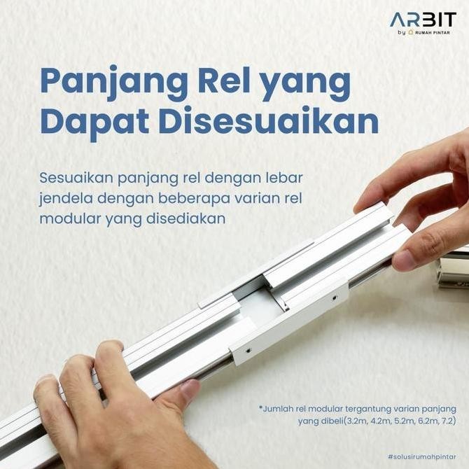 ARBIT WIFI CURTAIN MOTOR + REMOTE + ADJUSTABLE RAIL 3 4 5 6 7 M METER REL GORDEN PINTAR SMART HOME T