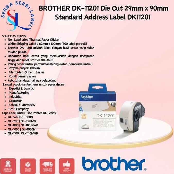 

Brother Dk-11201 Die Cut 29Mm X 90Mm Standard Address Label Dk11201 New Stok