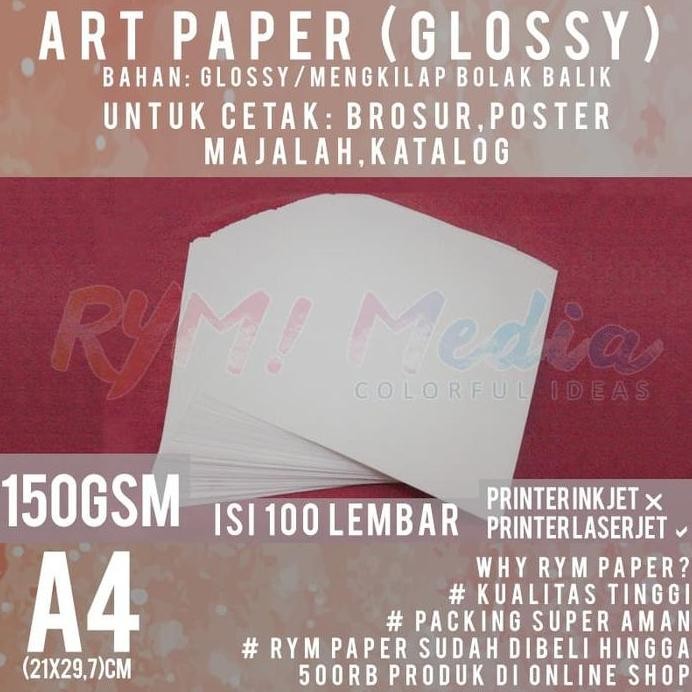 

new !!! Kertas Art Paper 150 gsm A4 isi 100 Lbr / Bahan Brosur Glossy 150 gram