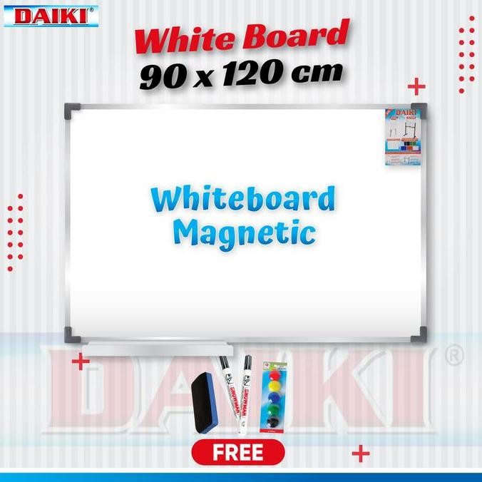 

TERBARU - Whiteboard / Papan Tulis Magnetic DAIKI Uk 90x120 Cm