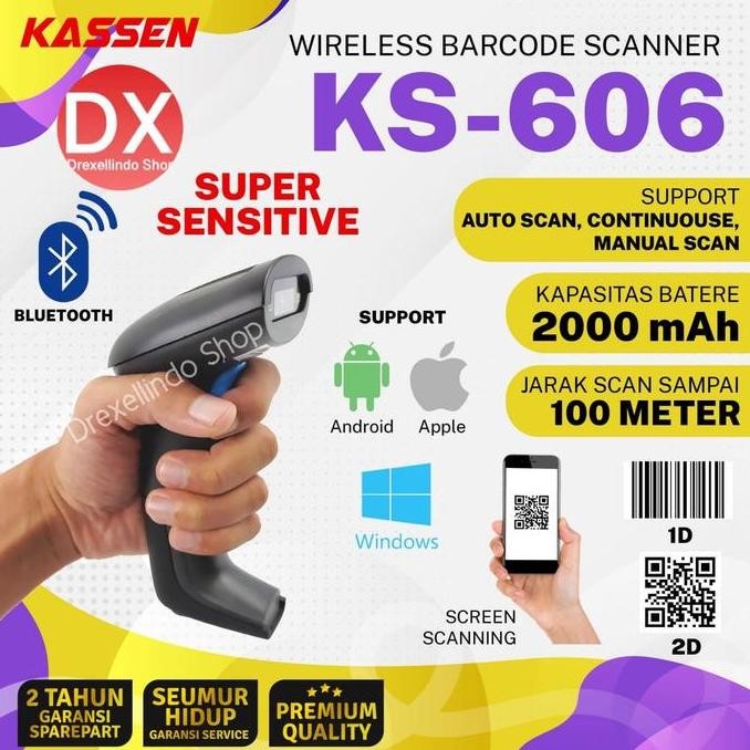 Bar Scanner Bluetooth 2D Kassen Ks606 Kassen Ks-606 With Stand New Stok