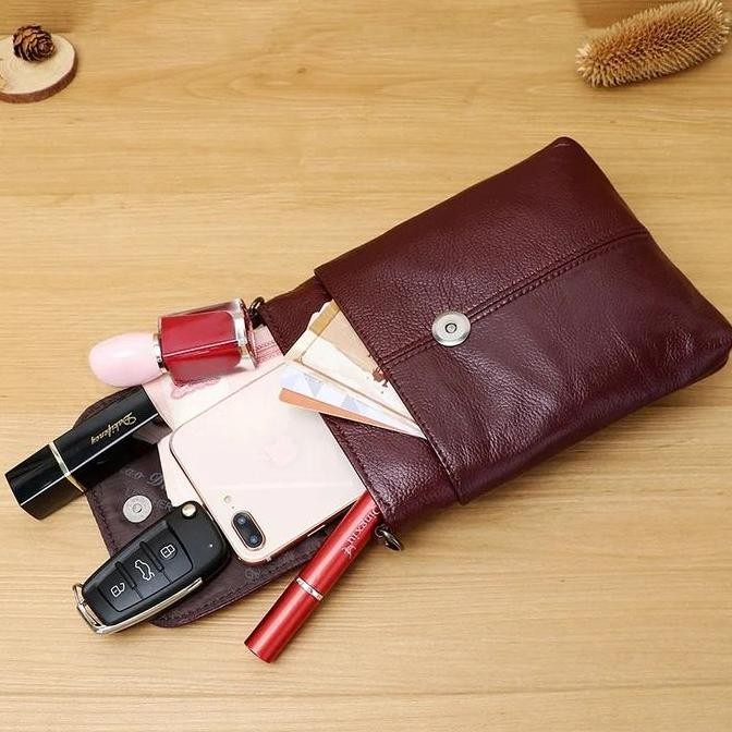 TAS SELEMPANG HP WANITA KULIT SAPI ASLI/TAS SANTAI WANITA KULIT ASLI/TAS SELEMPANG KECIL WANITA #027