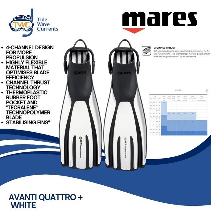 BEBAS ONGKIR - MARES FINS AVANTI QUATRO+ WHITE  /SCUBA DIVING/FINS DIVING
