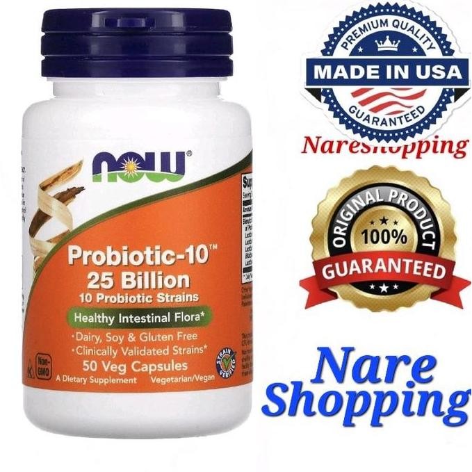 

TERLARIS - Now Foods Probiotic-10, Probiotik 25 Billion, 50 Veg Capsules, Healthy Intestinal Flora Exp dates : JAN 2026