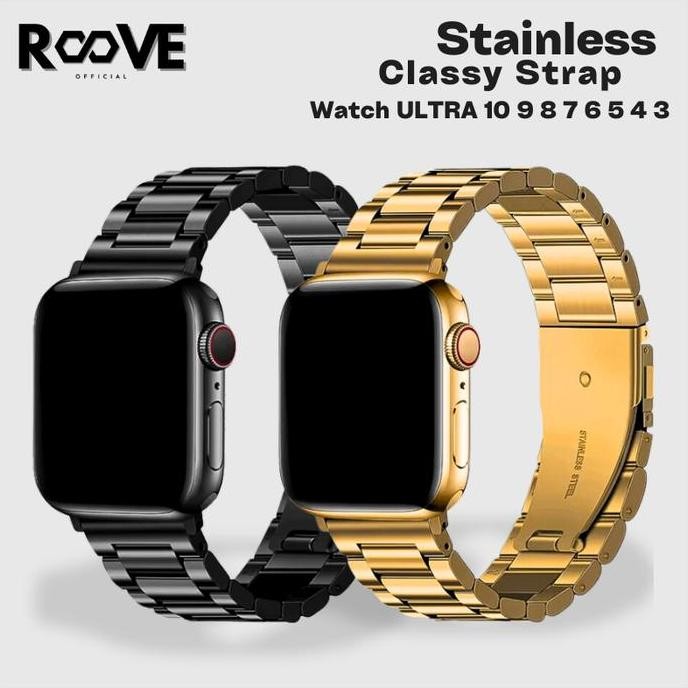 Strap Apple Watch Kompatible untuk iWatch IWO Series Stainless Gold 42mm 44mm 38mm 40mm