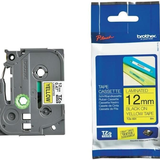 

Brothe Label Pita Cartridge Tape Tze-631 12Mm Black On Yellow Tze631 New Stok