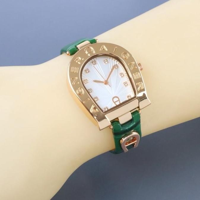 JAM TANGAN WANITA AIGNER VERONA NUOVO TALI KULIT CHASE STAINLESS WATER RESISTANT INCLUDE BOX KARTU &