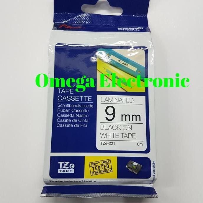 

Label Printer Brother Tze 221 - 9Mm Black On White New Stok