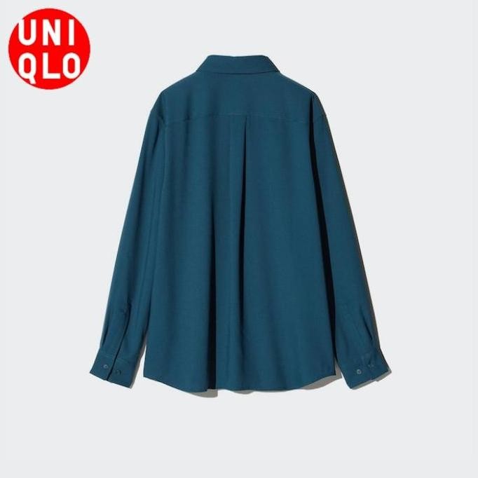 Kemeja Blus Rayon Polos Motif Lengan Panjang Wanita UNIQLO ORIGINAL