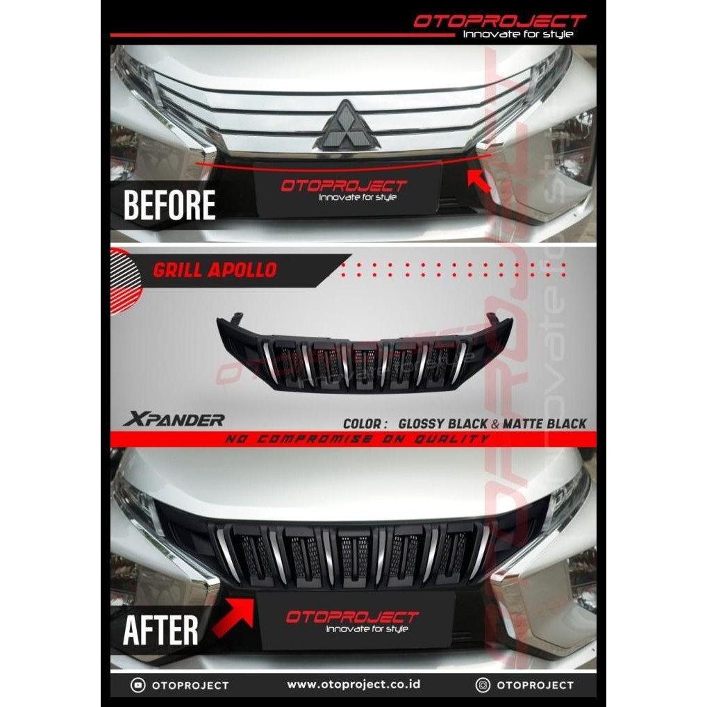 DISKON FRONT GRILL MITSUBISHI XPANDER CARBON OTOPROJECT 
