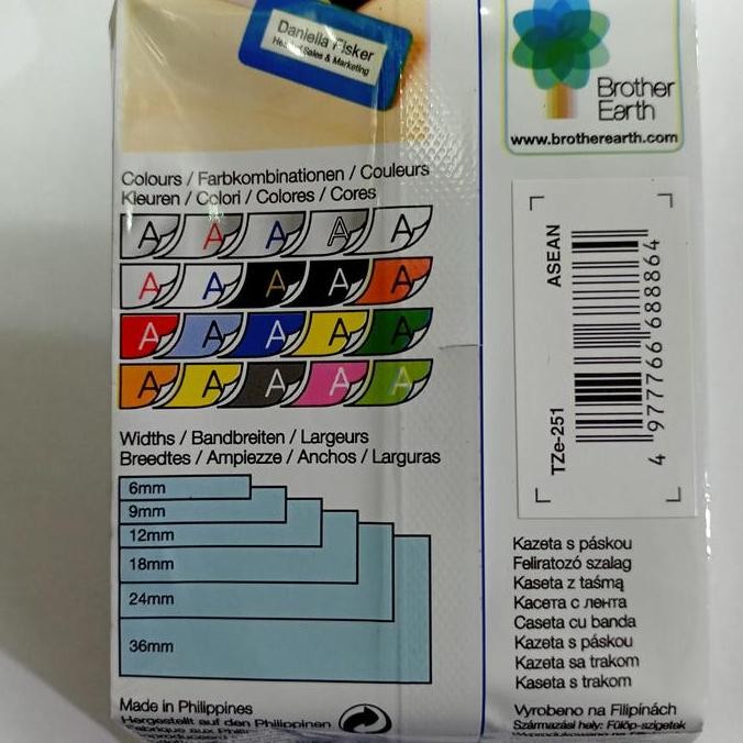 

Brother Tape Cassettetze 24 Mm Black On White New Stok