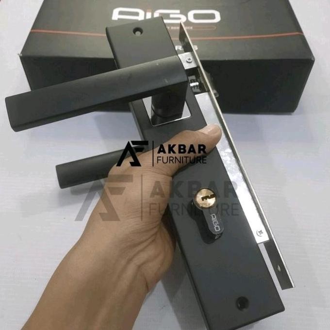 New Paket Handle Pintu Hitam 25cm + Selot + Kunci Pintu Rumah Elegan Minimalis